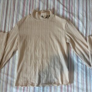 SHEIN Beige Chevron Turtleneck Sweater